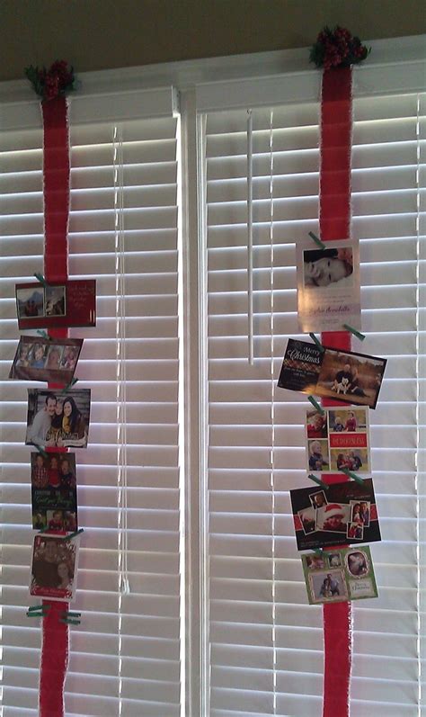 Idea For Displaying Christmas Cards Tape Wide Ribbon At Top And Bottom