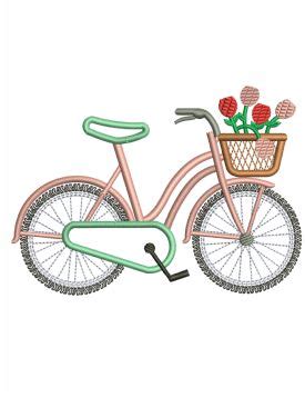 Bicycle With Flowers Embroidery Design Floral Bicycle Embroideryfile