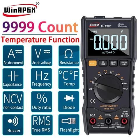 Winapex Et8104 9999 Counts High Precision True Rms Digital Multimeter Auto Range 1000v