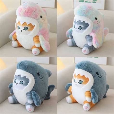 33 55cm Cute Shark Cat Plush Doll Kawaii Pendant Doll Beautiful Room Car Bag Decoração Pingente