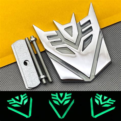 Chrome Metal self-luminous Transformers Decepticon Grille Emblem Car ...