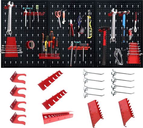 Tectake Panneau Mural Perfor Porte Outils Mural Lot De Panneaux