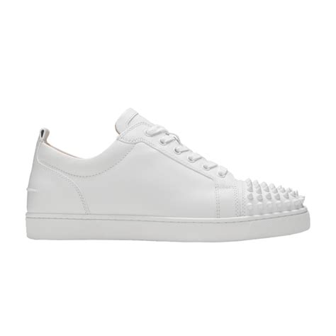 Christian Louboutin Louis Junior Spikes Flat Calf White Goat