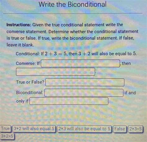 Solved Write The Biconditional Instructions Given The True Algebra