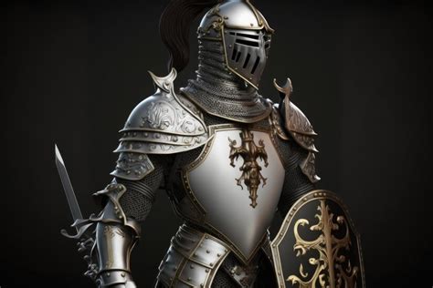 Premium AI Image | Medieval armor white black walking knight