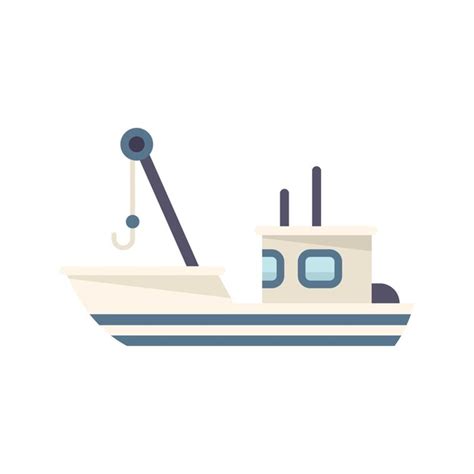 Icono De Red De Barco Pesquero Vector Plano Buque Marino Pesca Marina