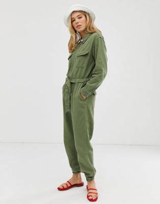 Bershka Utility Boilersuit In Green Boiler Suit Green Fashion Asos