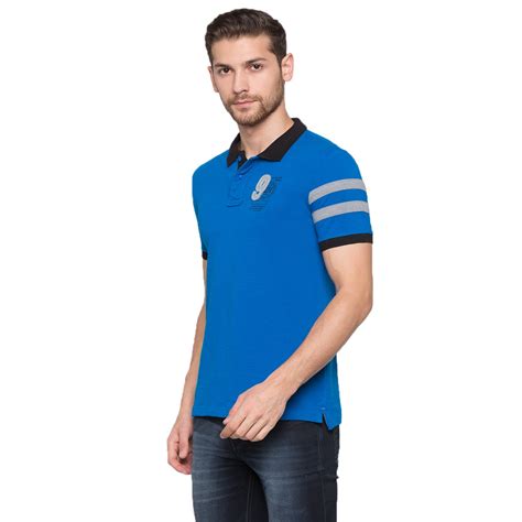 Globus Blue Solid Polo T Shirt Globus Fashion