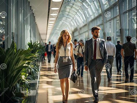 office workers walking  corridor stock illustration illustration