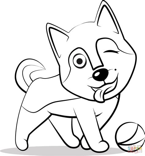 Husky Puppies And Mom Coloring Pages