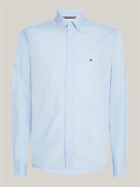 Th Flex Regular Fit Poplin Shirt Blue Tommy Hilfiger