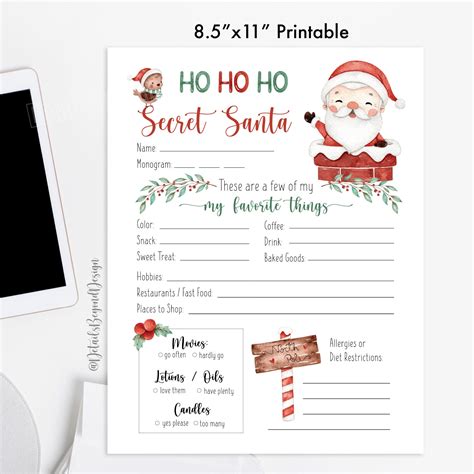 Secret Santa Printable