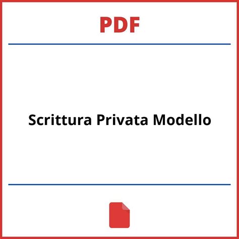 Scrittura Privata Modello Pdf