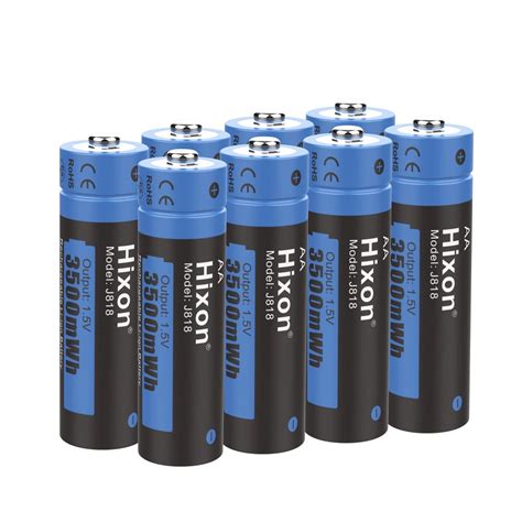 Hixon Lithium Rechargeable Aa Batteries 8 Pack 3500mwh 1 5v Constand Voltage Aa Batteries