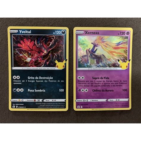 Cartas Pokemon Lendarios Yveltal E Xerneas Brilhantes Shopee Brasil