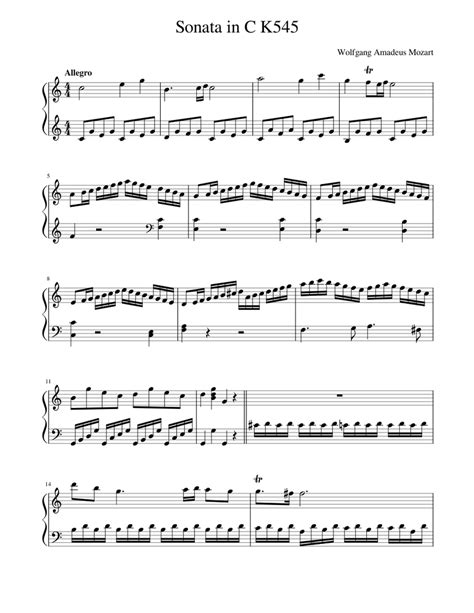 Mozart Sonata In C K545 Sheet Music For Piano Solo