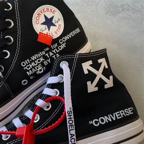 Custom Converse black canvas - OFF WHITE - TA Customs