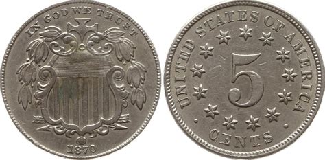 USA 5 Cents Shield Nickel 1870 Sehr schön vorzüglich MA Shops