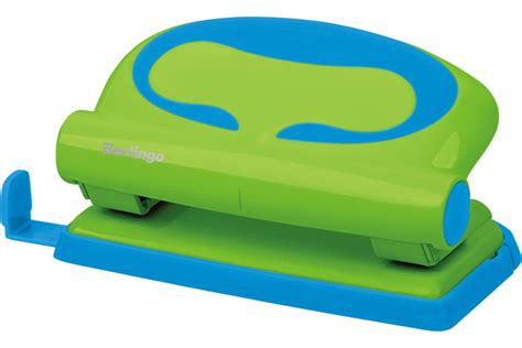 Пластиковый дырокол BERLINGO Fuze 10 листов, зеленый, с линейкой DDp ...