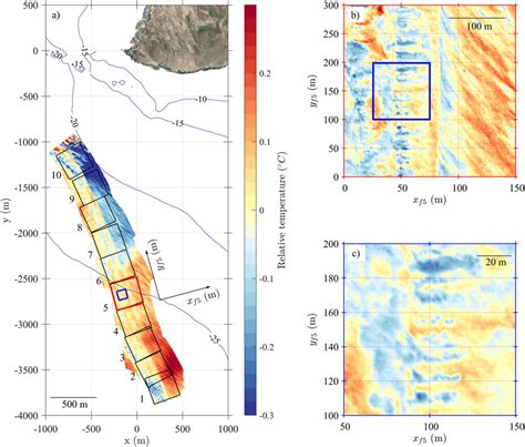 Sea surface map showing the relative surface temperature (surface ...