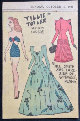 Tillie The Toiler Sunday Funnies Paper Doll 1941 Uncut Newspaper