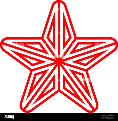 Star Symbol Icon Red Simple Outline 5 Pointed Rounded Isolated