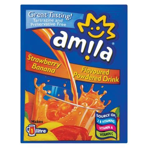amila strawberry banana flavoured powdered drink sachet  check