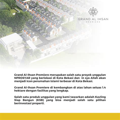 GRAND AL IHSAN PREMIERE Perumahan Syariah Terbesar Di Kota Bekasi