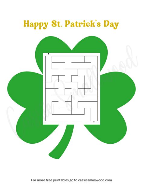 Shamrock St Patrick S Day Printable Maze Worksheet Cassie Smallwood