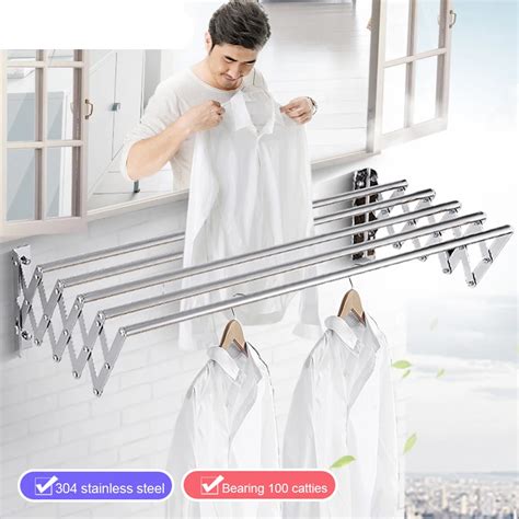 Wall Mounted Outdoor Clothes Drying Rack Retractable Laundry Hanging