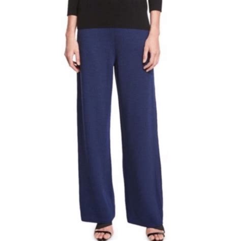 St John Pants Jumpsuits St John Blue Knit Wide Leg Pull On Pants