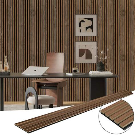 Art3dwallpanels Walnut 0.83 in. x 0.65 ft. x 8 ft. Wood Slat Acoustic ...