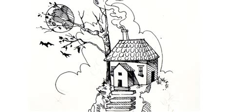 Haunted House Drawing for Halloween | Only Pen & Pencil : r/sketches