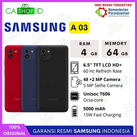 Jual Samsung Galaxy A03 4GB 64GB 4 64 48MP Unisoc T606 HD Resmi