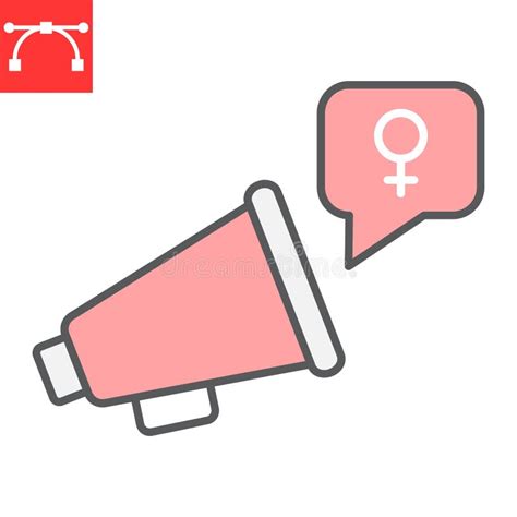 Feminism Protest Color Line Icon Sexism And Feminism Megaphone Sign