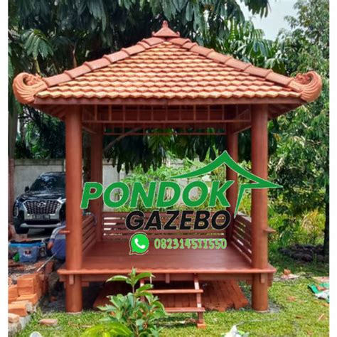 Jual Gazebo Minimalis Kayu Kelapa M Atap Genting Tanah Kab