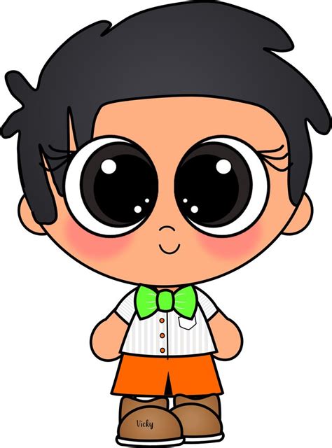 A Cartoon Boy With Big Eyes And A Bow Tie