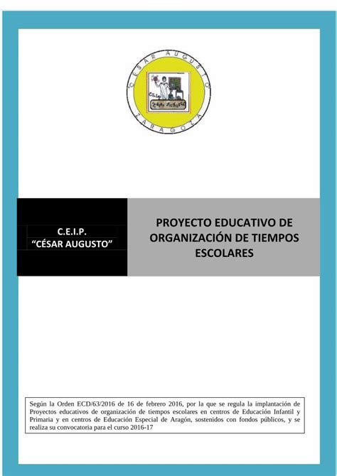 PDF PROYECTO EDUCATIVO DE ORGANIZACIÓN DE TIEMPOS ceipcesaraugusto