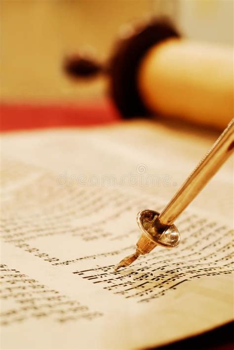 Reading the Torah Scroll. Torah scroll with a pointer, called a yad ...