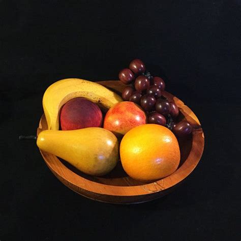 Wooden Fruit Bowl And fruit Wooden Bowl Wooden Fruit Faux | Etsy ...