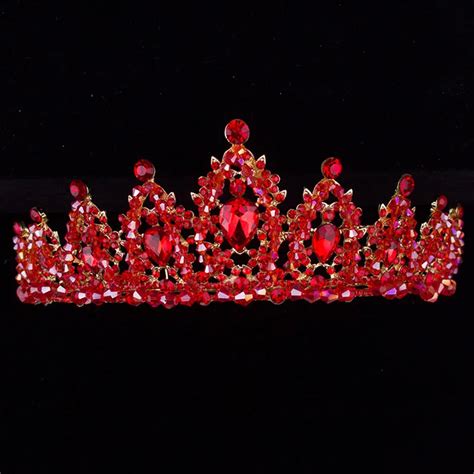 2018 Barock Strass Braut Crown Tiaras Handgemachte Rote Kristall Diadem