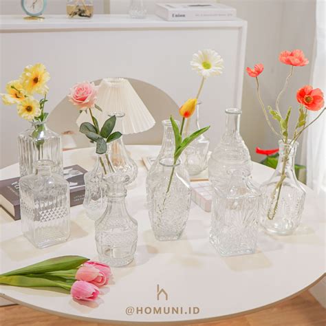 Jual Vas Bunga Botol Kaca Bening Transparan Import Glass Bottle Vase