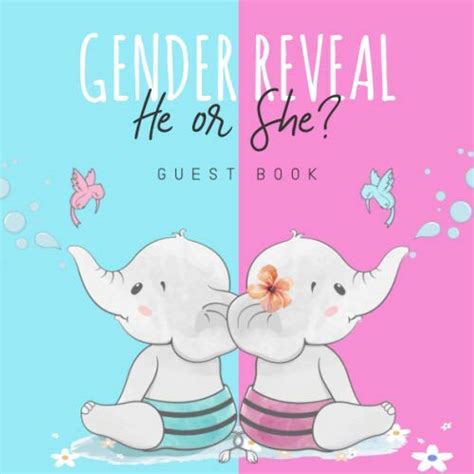 Gender Reveal He Or She Guest Book Baby Elephant Gender Reveal Guest