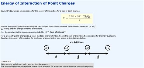 Solved Energy Of Interaction Of Point Charges Coulombs Law