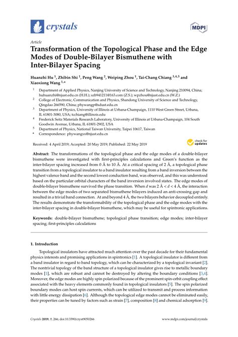 Pdf Transformation Of The Topological Phase And The Edge Modes Of Double Bilayer Bismuthene