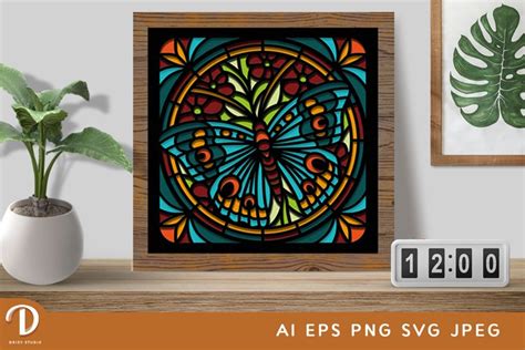 Stained Glass Butterfly D Shadow Box Svg Butterfly Svg