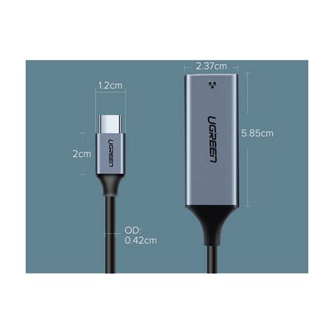 UGREEN zewnętrzna karta sieciowa USB C Ethernet RJ45 1Gbps szary