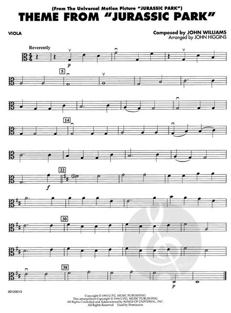 Jurassic Park Theme By John Williams Sheet Music For String Orchestra