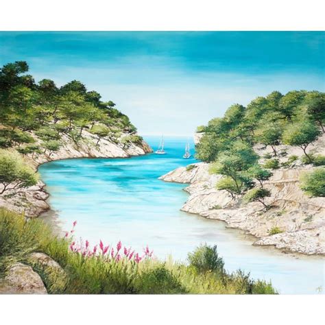 Peinture Calanque de Port Pin par Blandin Magali Carré d artistes