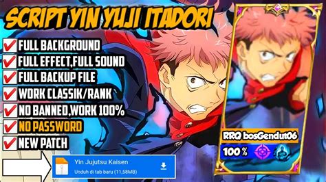 Update Script Skin Yin Jujutsu Kaise Yuji Itadori No Password Full